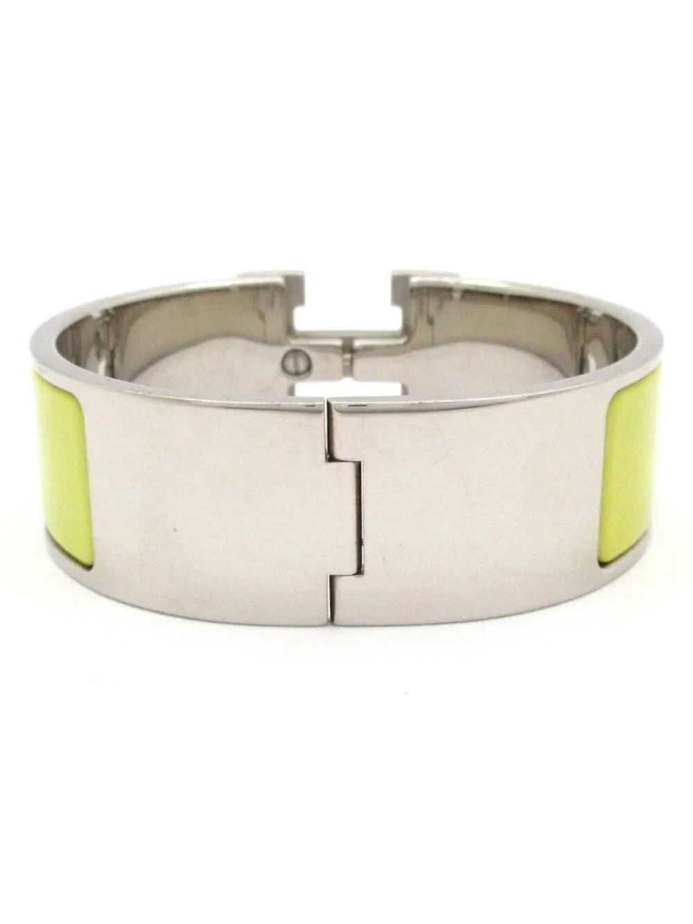 Hermes Bangle Clic Clac Silver Light Yellow Ivory Bracelet